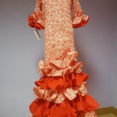 Traje de flamenca niña largo Margarita Rojo