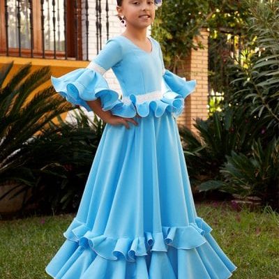 Traje de flamenca niña CELESTE - GUADALUPE