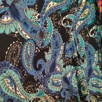 Falda ensayo Lycra 3 quillas estampada 2286 - L, Cachemira azul