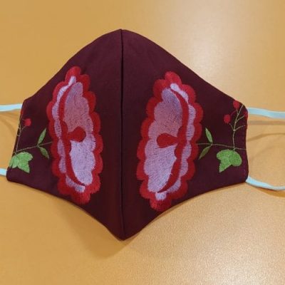 Mascarilla bordada mantón 2513 - granate
