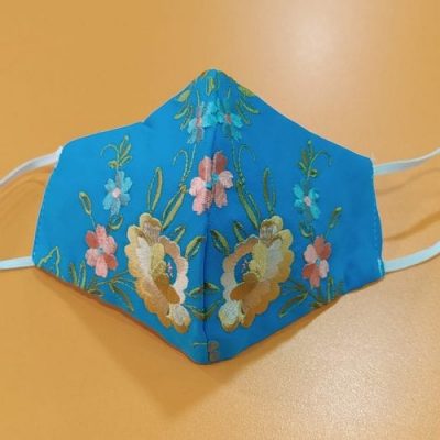 Mascarilla bordada mantón 2513 - Turquesa