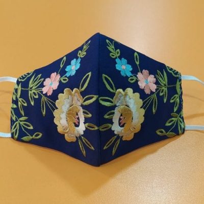 Mascarilla bordada mantón 2513 - azul marino