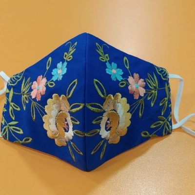 Mascarilla bordada mantón 2513 - azulón