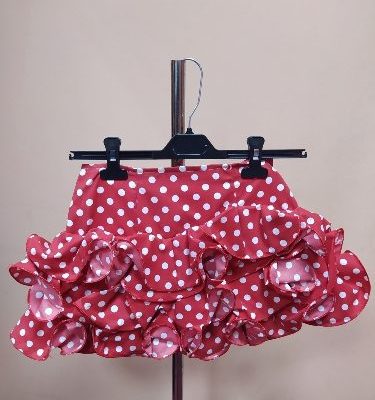 Falda flamenca niña corta Lolita - 8, Rojo/lunar 1 cm