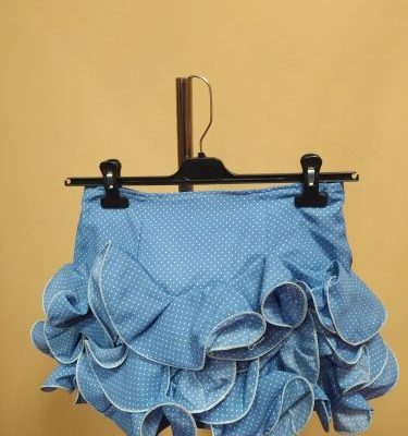Falda flamenca niña corta Lolita - 12, Azul/lunar blanco alfiler