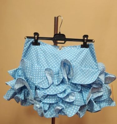 Falda flamenca niña corta Lolita - 12, Celeste/lunar 0,5 cms